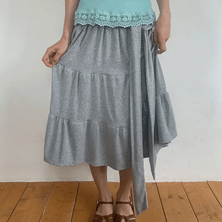 Kovinen Tiered Shirred Long Skirt