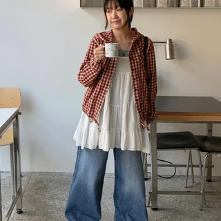 Hakaru Check Hooded Strap Shirt