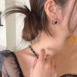 Heart one-touch earrings