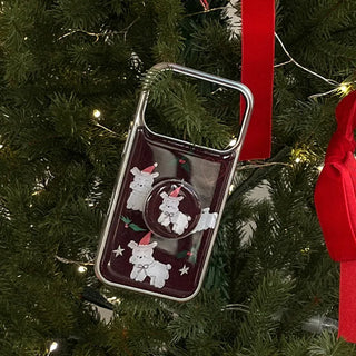 [Support for Abandoned Dogs] Holiday Hug Me Dog iPhone 18 Pro Galaxy Epoxy Silver Bumper Case