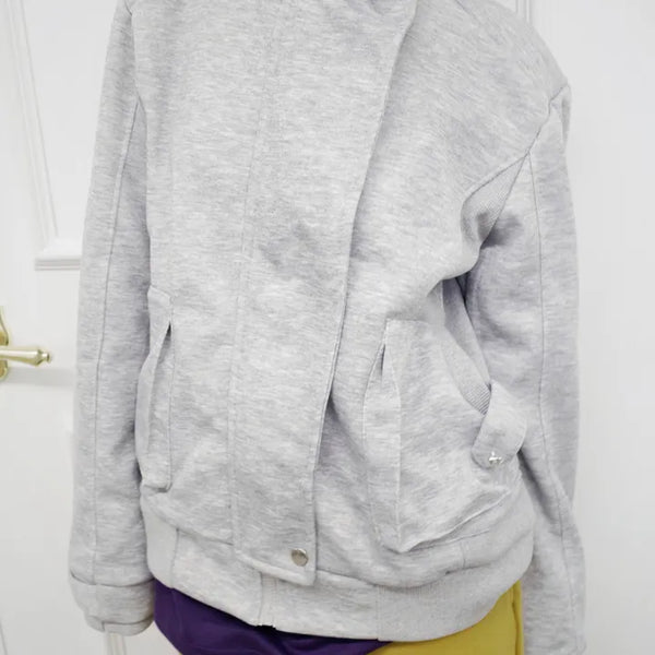 High-neck cotton zip-up