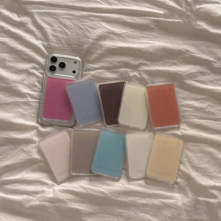 [SET] [mm] Soft Cream Plain MagSafe Gel Hard Case + MagSafe Clear Card Wallet