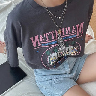 Cheeky Vintage Print Loose Fit Short Sleeve Tshirt