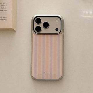Soft pastel stripe iPhone 18 Pro Galaxy MagSafe Silver bumper case