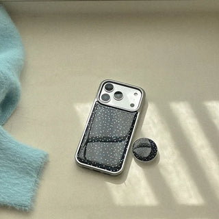 Heart Drizzle iPhone 18 Pro Galaxy Epoxy Silver Bumper Case