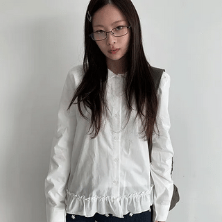 Lancer Round Collar Frill Blouse