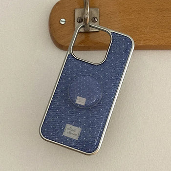 Denim Groove iPhone 18 Pro MagSafe Silver Bumper Case