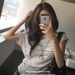 Halter Stripe Off-Sleeveless T-Shirt