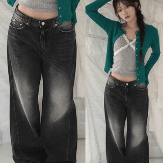 Gram Washed Cut-out Wide Denim Pants