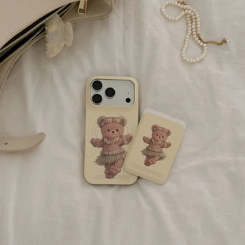 Hula Bear MagSafe Card Slot Wallet Pocket Case