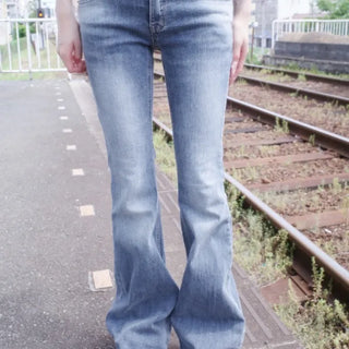 Grayish low bootcut pants