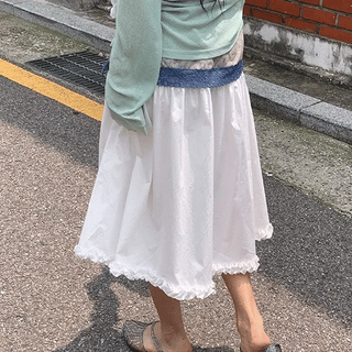 Piumi Frill Shirred Midi Banding Skirt