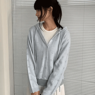 Kunik Punching Hooded Knit Cardigan