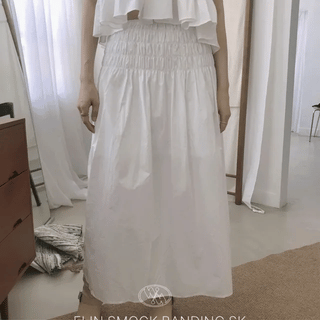 She's Back Elastic Shirred Pintuck Full Skirt