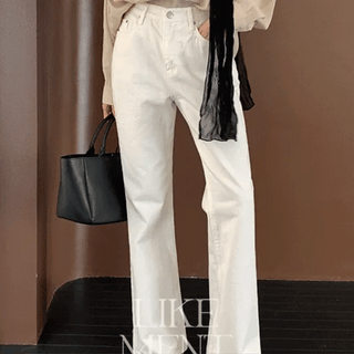 Mockbin Cotton Ivory Semi Bootcut Pants