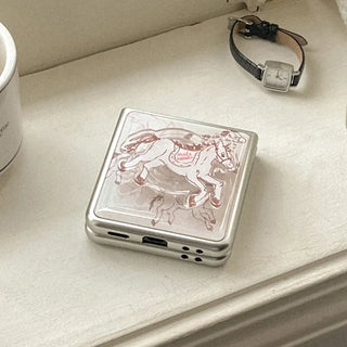 Drawing Horse Galaxy Z-Flip Fold 8 Epoxy Silver Bumper Case