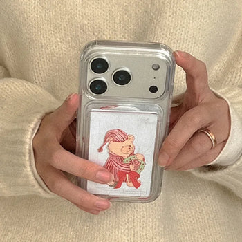 Pajama Bear MagSafe Card Clear Wallet Pocket Case