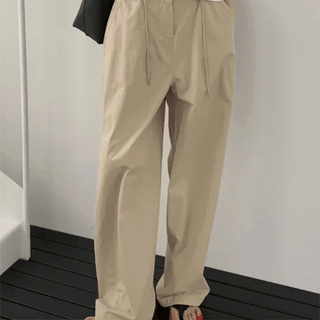Janey Summer Cotton Cargo Back Elastic Pants