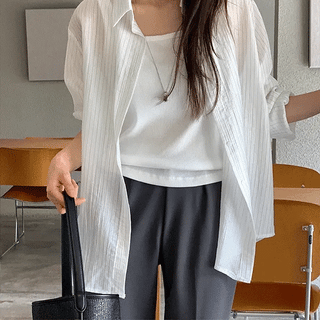 Tinted Summer Stripe Loose Fit Shirt