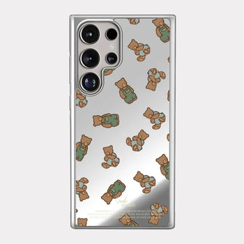 Teddy in denim design [Mirror Silver Bumper Case]