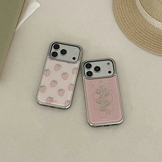 Strawberry Picnic iPhone 18 Pro Galaxy Epoxy Silver Bumper Case
