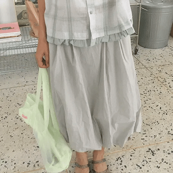 Honoka Pintuck Balloon Banding Long Skirt