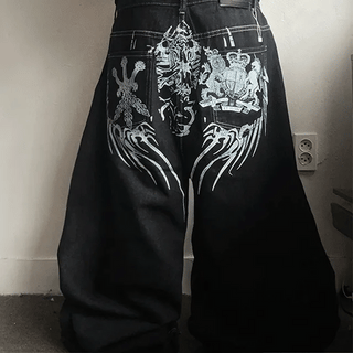Cross pendant graphic pants