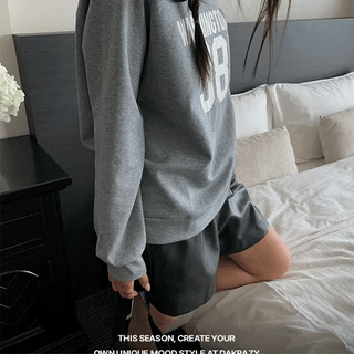 Asymmetrical Off-Shoulder Number Sweatshirt