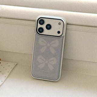 [Set] Soft Ribbon Design Silver Bumper Epoxy iPhone Phone Case Set