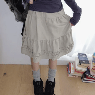 Leo's Banding Frill Midi Skirt