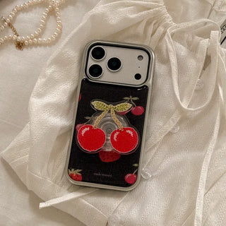 Soft Berry Knit iPhone 18 Pro Galaxy Epoxy Silver Bumper Case