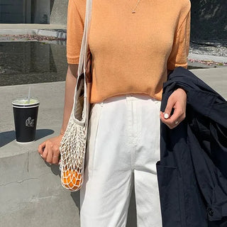 Beret Linen Round Short Sleeve Knit