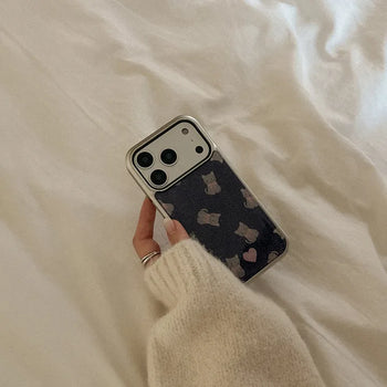 Denim Cat iPhone 18 Pro Galaxy Epoxy Silver Bumper Case