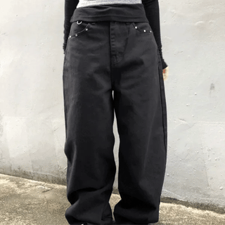 hip studded cotton pants