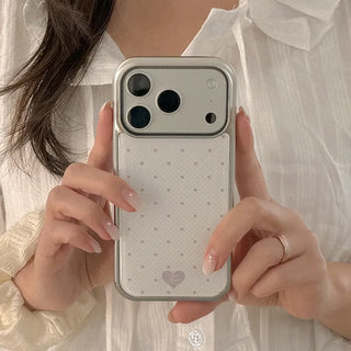 Heart Pin Dot iPhone 18 Pro Galaxy MagSafe Silver Bumper Case