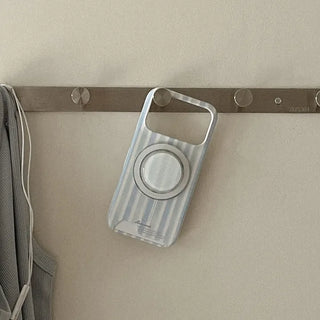 Soft Pastel Stripe MagSafe Card Phone Case for iPhone 17 Pro Hard