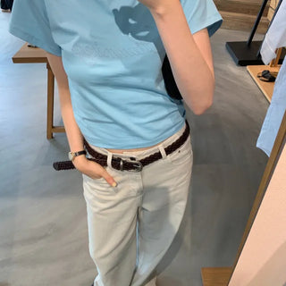 Mina Soft Deep V Cap Sleeve Short Sleeve Tshirt