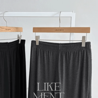 LIKEMENT Pom Pom Fleece Wide Elastic Waist Pants