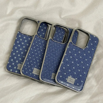 Denim Groove iPhone 18 Pro Galaxy Epoxy Silver Bumper Case