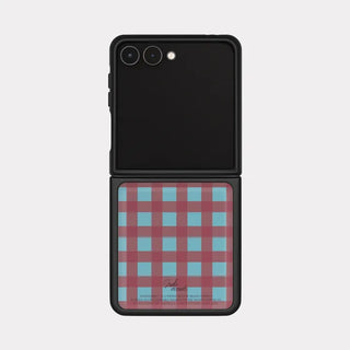 Modern Check Galaxy Z-Flip Fold 8 Epoxy Black Bumper Case