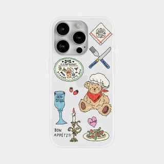 Vintage Restaurant Pattern iPhone 17 Pro Clear Translucent Jelly Case