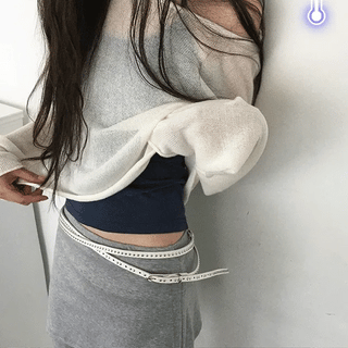 Hughes Daily Semi-Crop Long Sleeve Off-Sleeve Knit