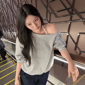 Crew Off-shoulder Loose Fit Sweatshirt