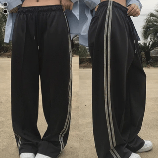 Ice Track Elastic Waist Wide Pants