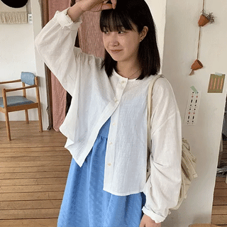 Muto Linen Round Blouse  - Linen 68
