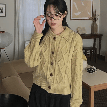 Stew Cable Knit Collar Cardigan