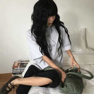 Ritsuka Dog Print Loose Fit Short Sleeve T-shirt