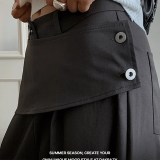 Luna Side Snap Button Pintuck Wide Pants