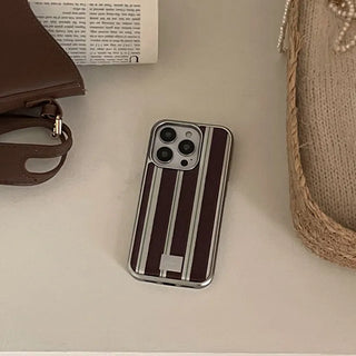 Autumn Cotton Stripe iPhone 18 Pro MagSafe Silver Bumper Case