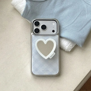 [Set] Cotton Check Silver Epoxy Bumper Phone Case + Mirror Smart Talk